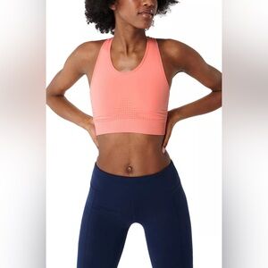 Sweaty Betty - Stamina Longline Sports Bra - Color: Peach/Pink - Size M